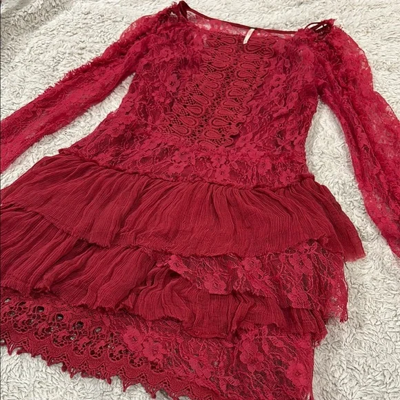 Free People-Red Lace Dress - Picture 7 of 7